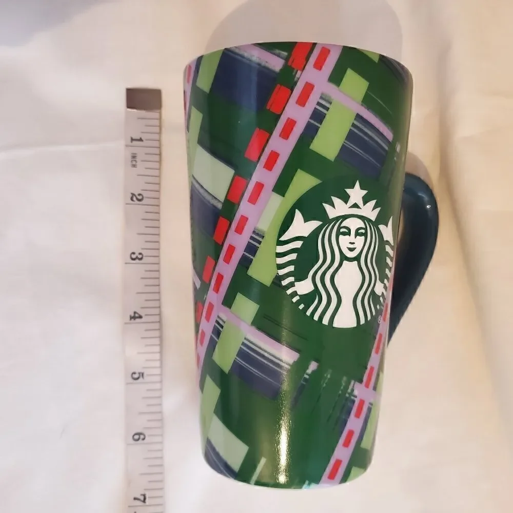 Starbucks Coffee Green Plaid Tall Mug